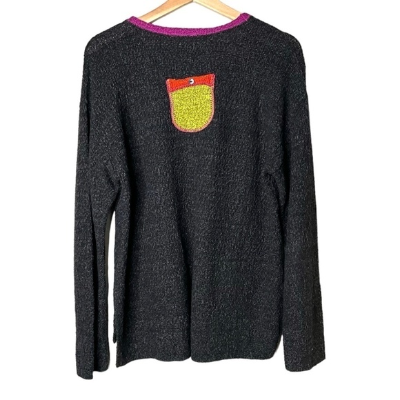 MARGARET WINTERS Cotton Blend Art to Wear Long Sleeve Sweater Pocket Detail Sz S - Picture 4 of 10